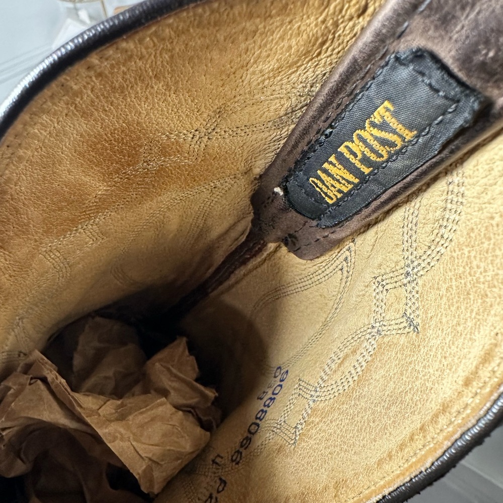 Vintage Dan Post Cowboy Boots Brown Leather Western Boot Mens 8D Wmn 9.5 Classic - Picture 10 of 10